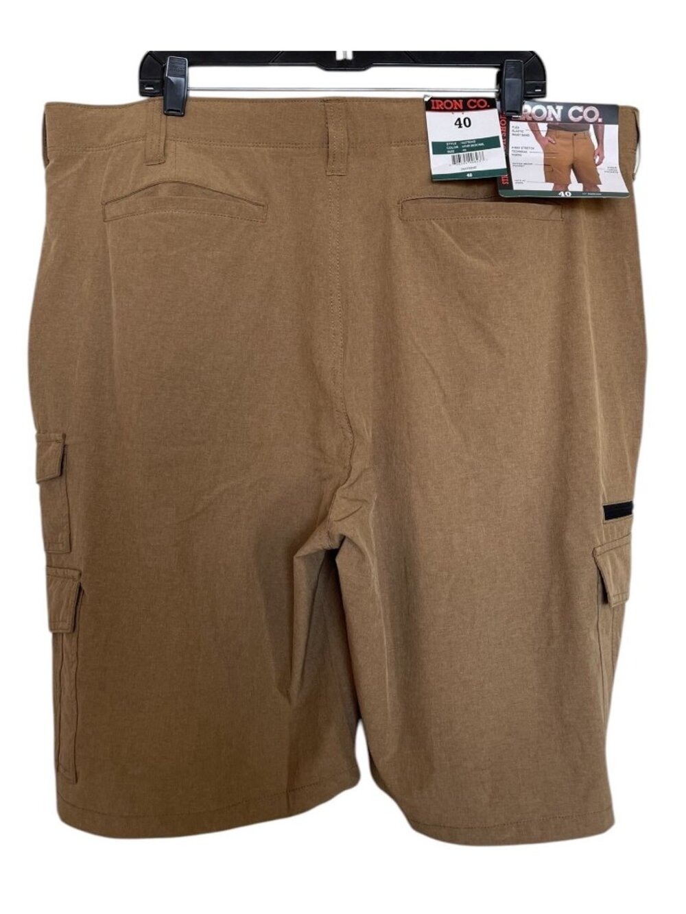 Iron Co. Cargo Shorts Mens Size 40 Tan Comfort Waistband Stretch Hybrid